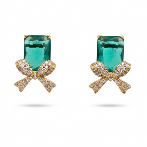 Emerald Bow Earrings
