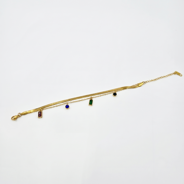 Gem Charm Snake Chain Bracelet