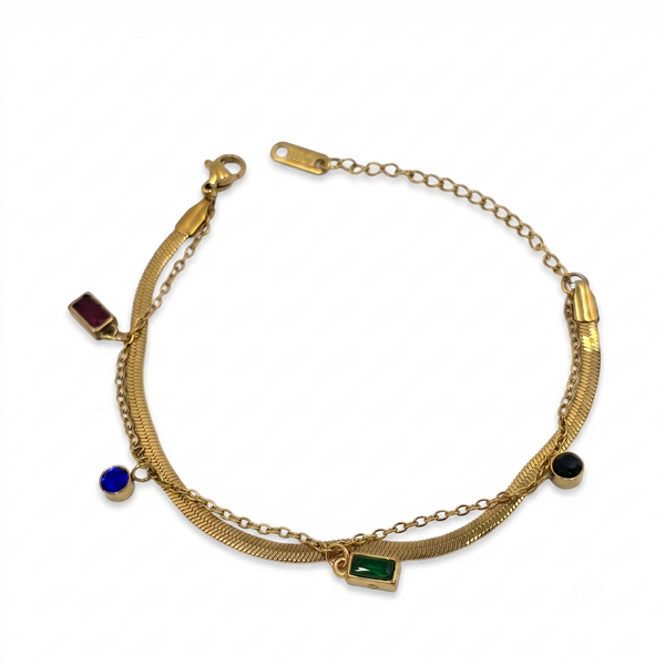Gem Charm Snake Chain Bracelet
