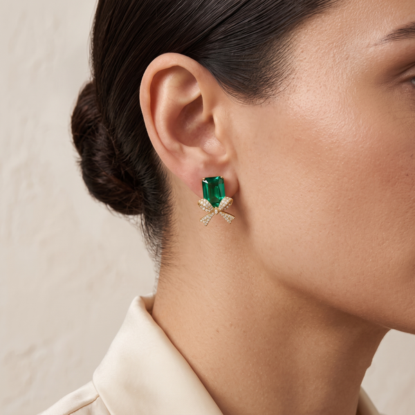Emerald Bow Earrings