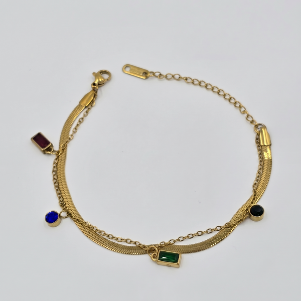 Gem Charm Snake Chain Bracelet